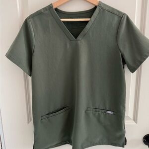 FIGS Moss Scrub Set + Underscrub | Small Petite | Yola High Waisted + Casma Top